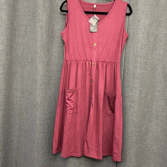 NWT Women’s White Button Front Midi Dress Large - Picture 6 of 7